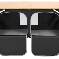 Goedkoopste ✨ CAMPZ Bamboo Table 120x50x80cm With Storage Shelf, Bruin/zwart ???? -KAMPA-winkel campz bamboo table with storage shelf brown black 2