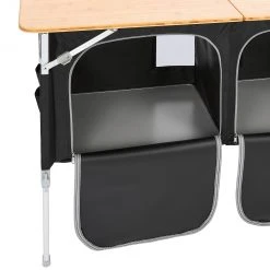 Goedkoopste ✨ CAMPZ Bamboo Table 120x50x80cm With Storage Shelf, Bruin/zwart ???? -KAMPA-winkel campz bamboo table with storage shelf brown black 3