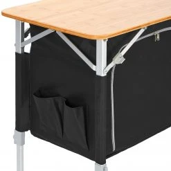 Goedkoopste ✨ CAMPZ Bamboo Table 120x50x80cm With Storage Shelf, Bruin/zwart ???? -KAMPA-winkel campz bamboo table with storage shelf brown black 4