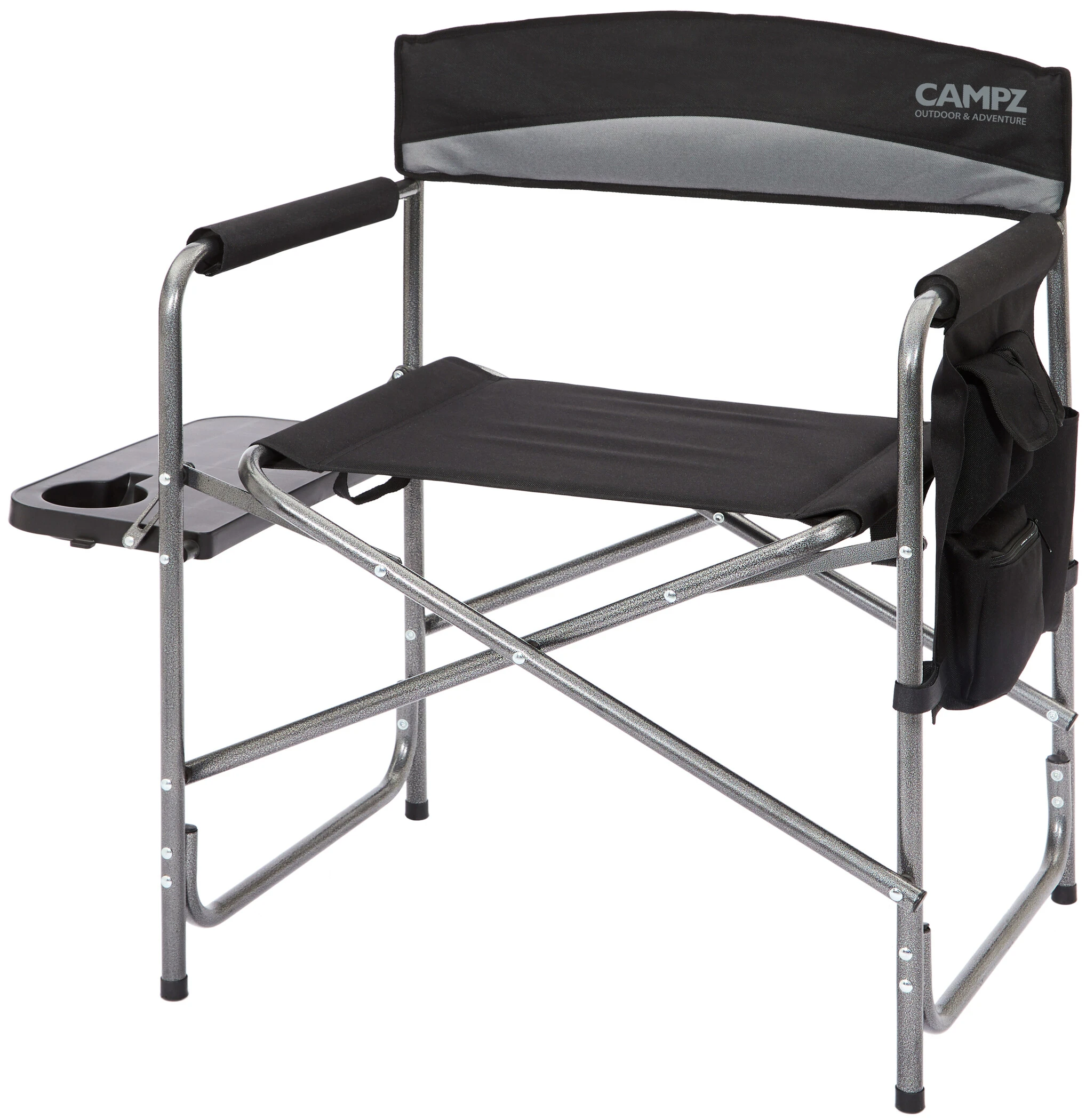 Flash-uitverkoop ???? CAMPZ Vouwstoel Met Bijzettafel, Zwart/grijs ???? 3 Flash-uitverkoop ???? CAMPZ Vouwstoel Met Bijzettafel, Zwart/grijs ????