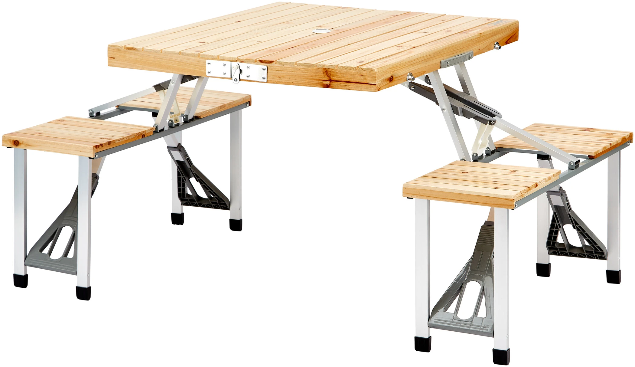 Korting ???? CAMPZ Fir Wood Picnic Table, Bruin/grijs ???? 3 Korting ???? CAMPZ Fir Wood Picnic Table, Bruin/grijs ????