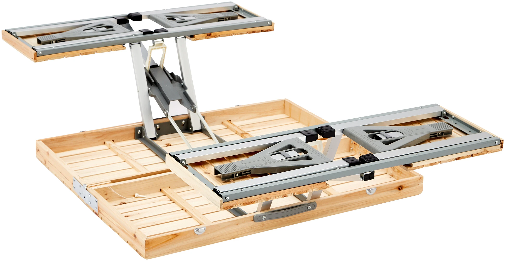 Korting ???? CAMPZ Fir Wood Picnic Table, Bruin/grijs ???? 18 Korting ???? CAMPZ Fir Wood Picnic Table, Bruin/grijs ???? - Afbeelding 16