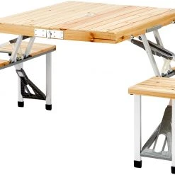 Flash-uitverkoop ???? CAMPZ Iwaki Picnic Table Set Fir Wood, Bruin/grijs ⌛
