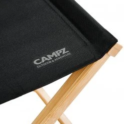 Korting ✨ CAMPZ Folding Stool Bamboo, Zwart/bruin ???? -KAMPA-winkel campz lounger folding chair with detachable footrest black 5
