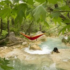 Hete verkoop ???? Ticket To The Moon Original Hammock, Blauw/oranje ???? -KAMPA-winkel ticket to the moon original hammock burgundy dark yellow 3